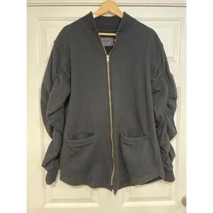 Long Sweatshirt Jacket Ruched Sleeve Black M‎ Streetwear Urban Bleecker & Mercer